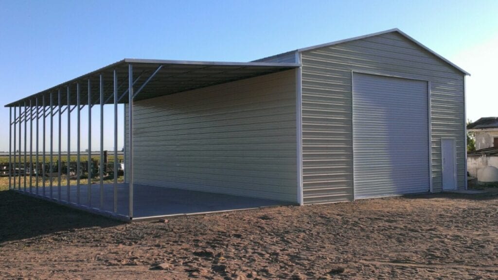 26x36x16 A-Frame, Vertical Roof Garage with 14' Lean-To Serving Sacramento CA